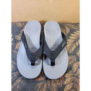 Vionic Unisex Black and Grey Wave Toe-post Sandals- Size M7/W8